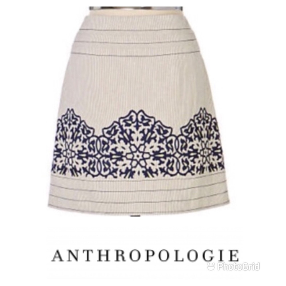 Anthropologie NEW Thorny Thicket Skirt by Florets Embroidered Prairie Pleasant